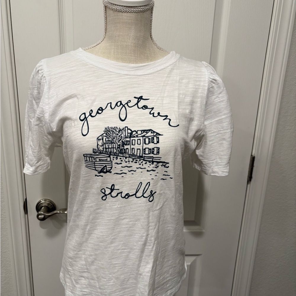White Graphic Tee with Georgetown Strolls Design